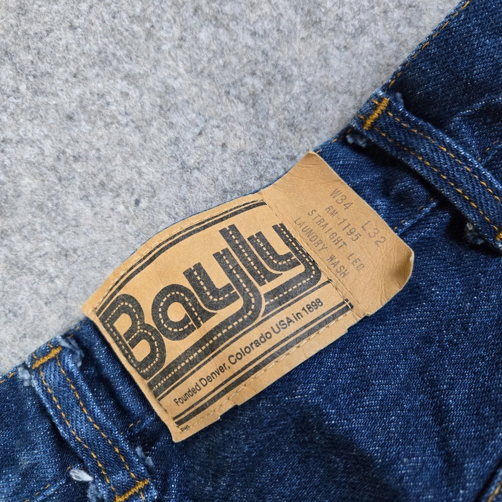 Vintage Bayly Jeans Mens 34x29* Straight Leg Dark Wash Outdoors 90s Made in USA - Picture 5 of 11